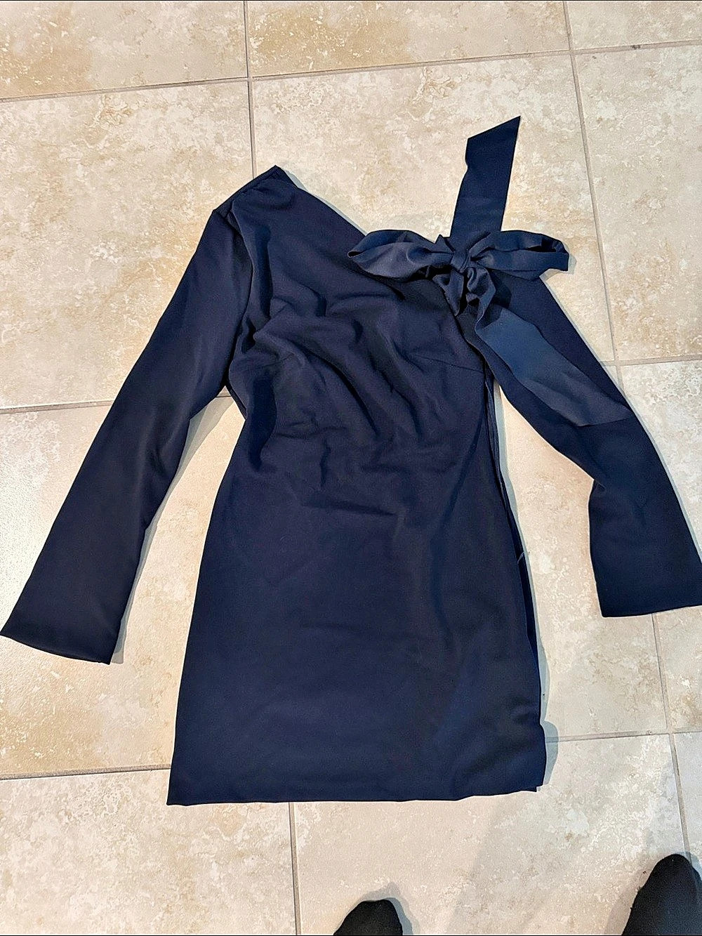 Meshki Long Sleeve Bow Mini Dress in Black Size Small